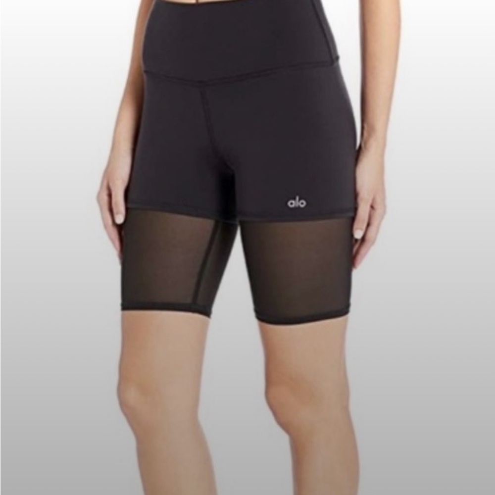 ALO Yoga Women's Black Mesh Bike Shorts